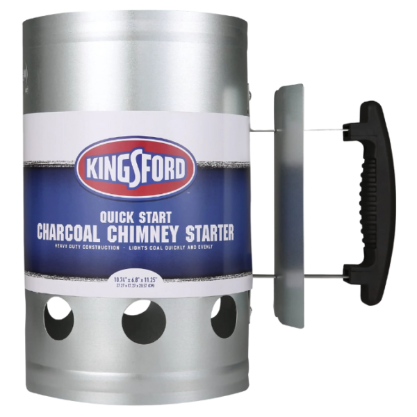 KINGSFORD Heavy Duty Deluxe Charcoal Chimney Starter | BBQ Chimney Starter for Charcoal Grill and Barbecues, Compact Easy to Use Chimney Starters and BBQ Grill Tools, Silver