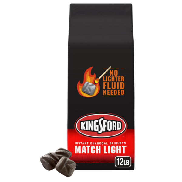 Kingsford Match Light Instant Charcoal Briquettes, BBQ Charcoal for Grilling, Ready in 10 Minutes, No Lighter Fluid or Starter Needed, 12 lbs