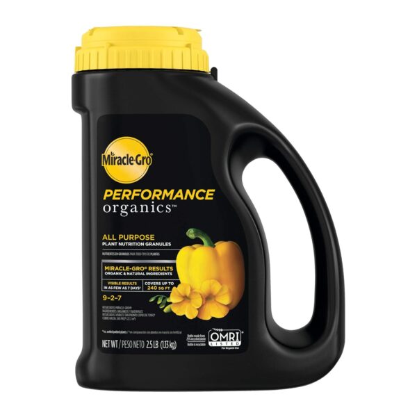Miracle-Gro Performance Organics All Purpose Plant Nutrition Granules - 2.5 lb., All-Purpose Plant Food for Vegetables, Flowers and Herbs, Feeds up to 240 sq. ft.